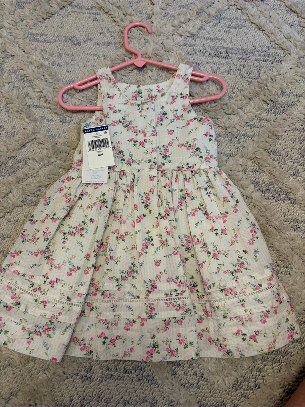 Ralph Lauren White Dress with Pink Floral Print